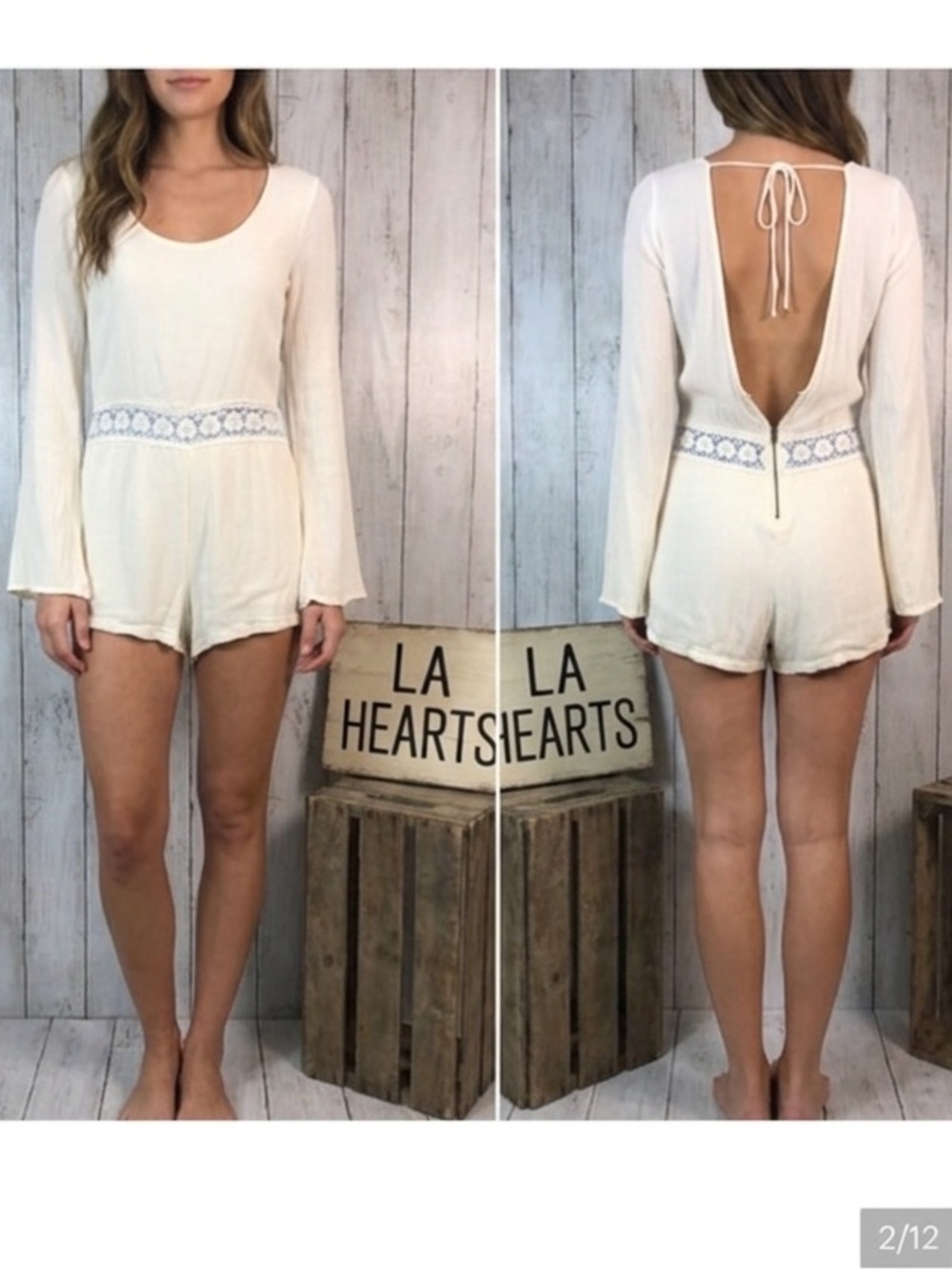 LA Hearts Ivory Crocheted Waist Open Back Romper Medium FINAL MARKDOWN! - Picture 1 of 14
